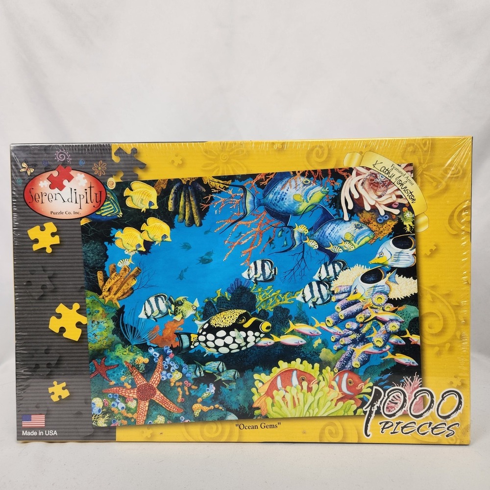 New‎ Serendipity 1000 Piece Jigsaw Puzzle "Ocean Gems" #65337 Fish 2005 20"x27"